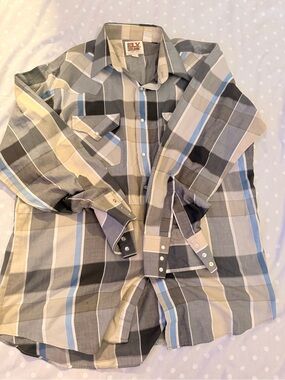 Vintage Ely Cattleman Labelled Shirt with Orange Logo on Cream Tag